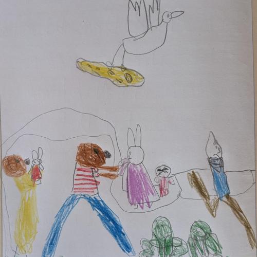 Kinderzeichnung zum Bilderbuch: DIe Torte ist weg