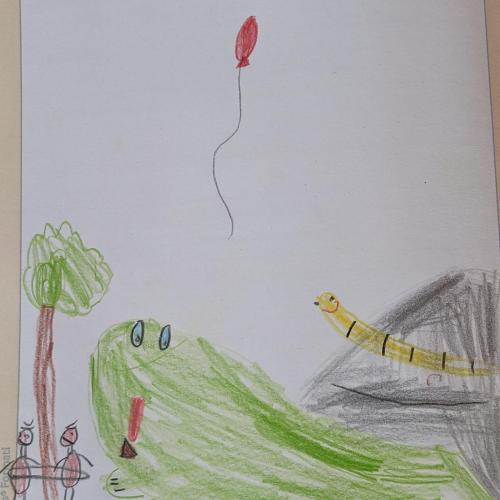 Kinderzeichnung zum Bilderbuch: DIe Torte ist weg