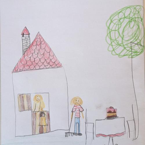 Kinderzeichnung zum Bilderbuch: DIe Torte ist weg