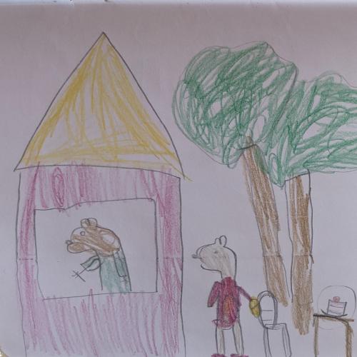Kinderzeichnung zum Bilderbuch: DIe Torte ist weg